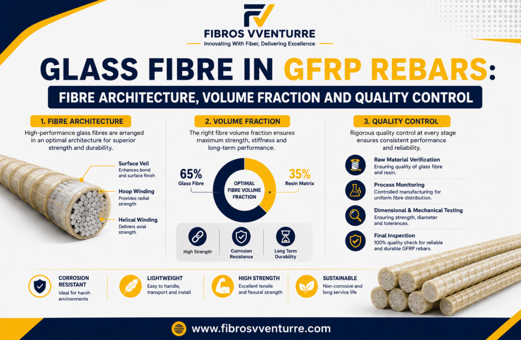 Glass Fibre in GFRP Rebars: Fibre Architecture, Volume Fraction and Quality Control